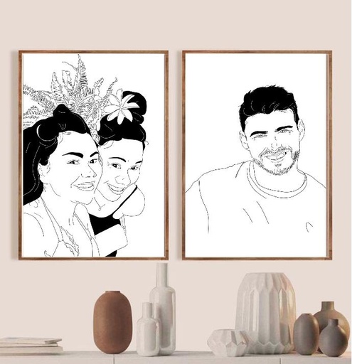 Portrait Numérique personnalisé noir et blanc